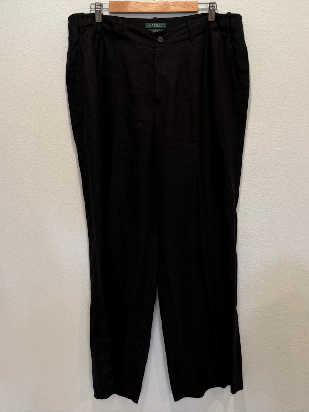 Lauren Ralph Lauren 100% Linen Wide Leg Trousers Quiet Luxury Coastal Pants 16 - Picture 3 of 10